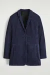 Cos Suede Single-breasted Blazer In Blue