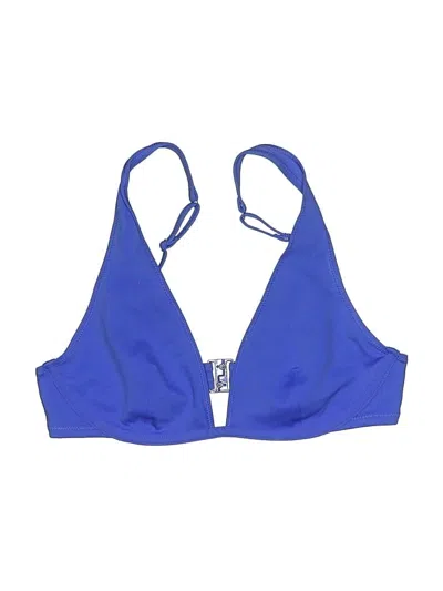 Pre-owned Cos Swimsuit Top Blue Solid Pattern Swimwear