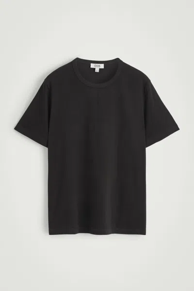 Cos T-shirt En Coton Brossé In Noir