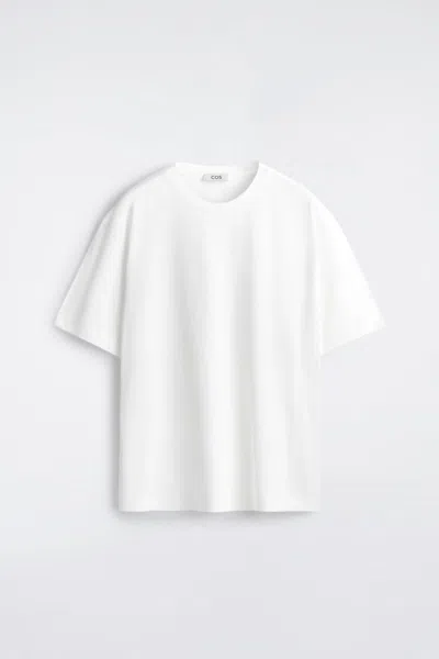 Cos T-shirt In Cotone E Lino Dal Taglio Rilassato In Bianco In White