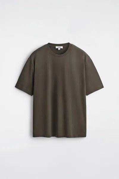 Cos T-shirt In Cotone E Lino Dal Taglio Rilassato In Marrone In Brown