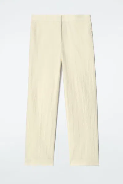 Cos Tailored Cotton Straight-leg Trousers In Yellow