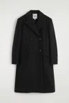 Cos Tailored Double-breasted Wool Coat In Black