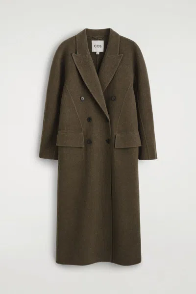 Cos Tailored Double-faced Wool Long Coat In Brown