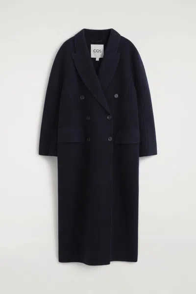 Cos Tailored Double-faced Wool-blend Long Coat In Bleu