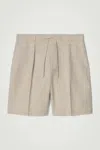 Cos Tailored Drawstring Linen Shorts In Beige