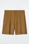 Cos Tailored Elasticated Linen Shorts In Beige