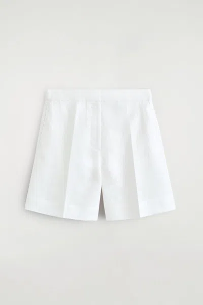 Cos Tailored Elasticated Linen Shorts In White