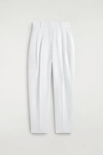 Cos Tailored Linen Balloon-leg Trousers In White