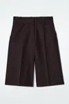 Cos Tailored Linen-blend Longline Shorts In Brown