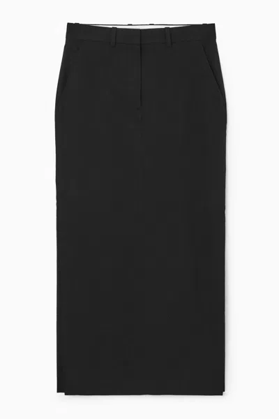 Cos Tailored Linen-blend Maxi Skirt In Black