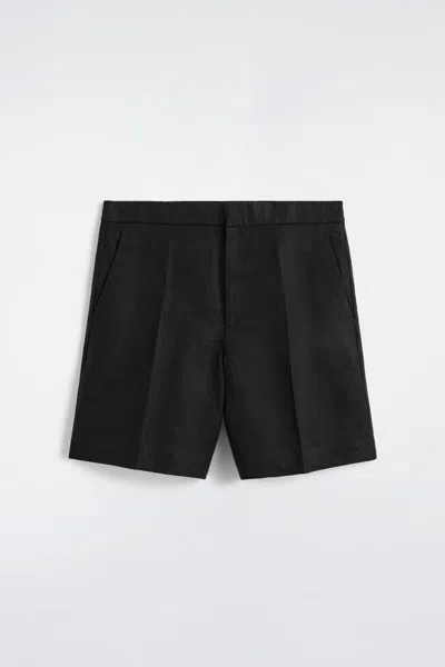 Cos Tailored Linen Shorts In Black