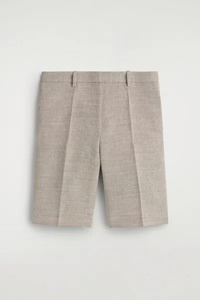 Cos Tailored Linen Shorts In Beige In Neutral