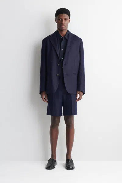 Cos Tailored Linen Shorts In Blue