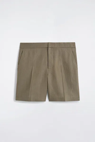 Cos Tailored Linen Shorts In Green