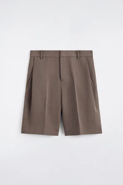 Cos Tailored Linen-blend Shorts In Marrone In Brown