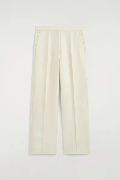 Cos Tailored Linen-blend Straight-leg Pants In White