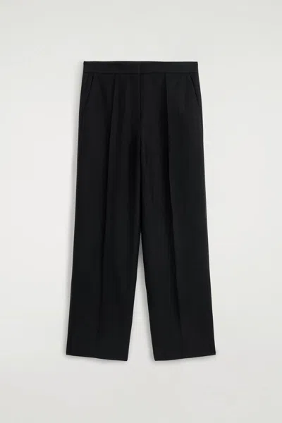 Cos Pantaloni Sartoriali A Gamba Dritta In Misto Lino In Black