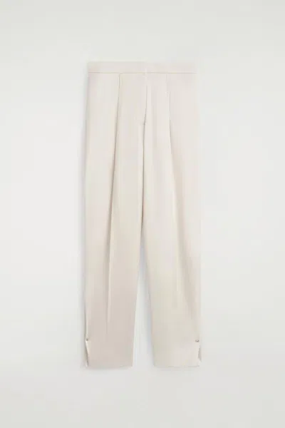 Cos Tailored Matte-satin Barrel-leg Trousers In White