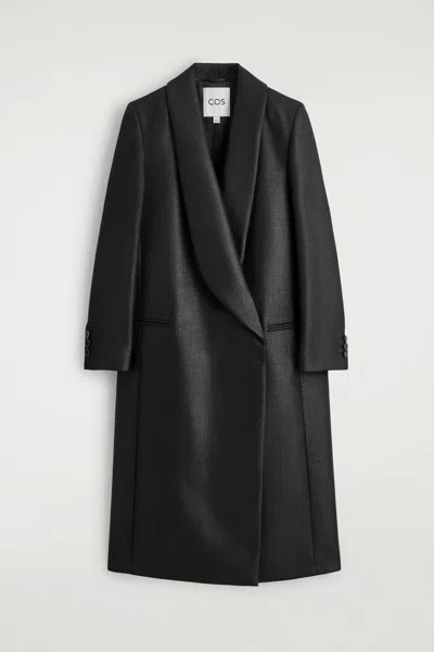 Cos Tailored Metallic Wool-blend Coat In Black