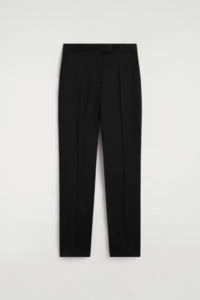 Cos Tailored Satin Straight-leg Trousers In Black