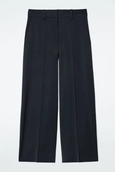 Cos Tailored Satin Wide-leg Trousers In Blue