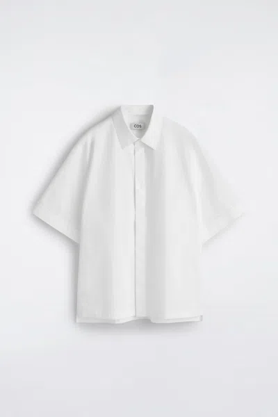 Cos Tailored Short-sleeved Cotton Shirt In White