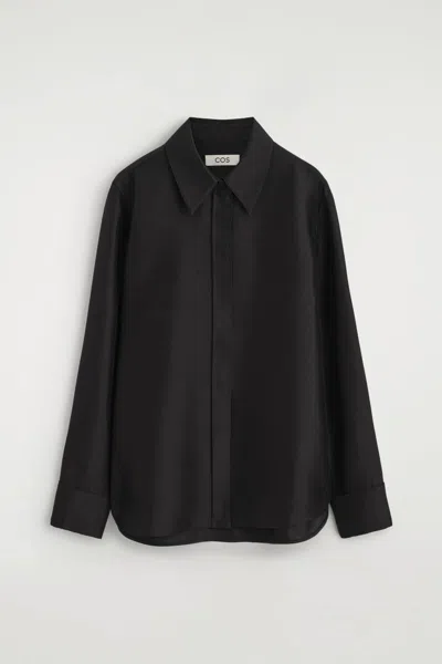 Cos Tailored Silk Shirt In Black