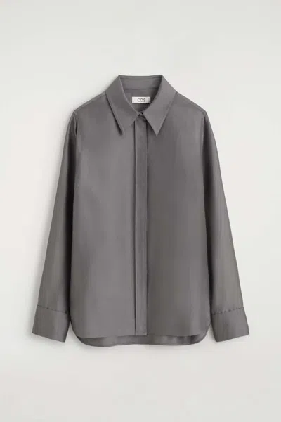 Cos Tailored Silk Shirt In Grey