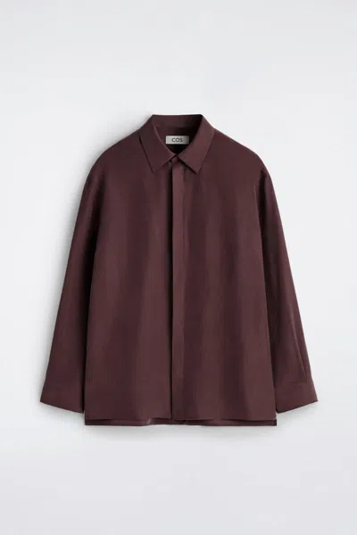 Cos Chemise Habillée En Soie In Brown