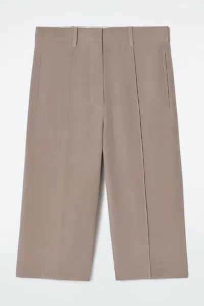 Cos Tailored Silk Shorts In Brown