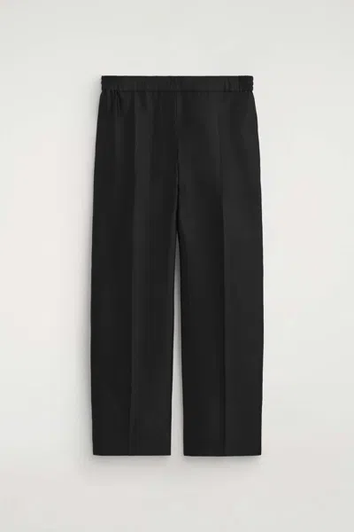 Cos Tailored Silk Straight-leg Pants In Black