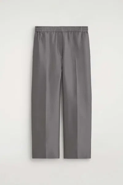 Cos Tailored Silk Straight-leg Pants In Gray