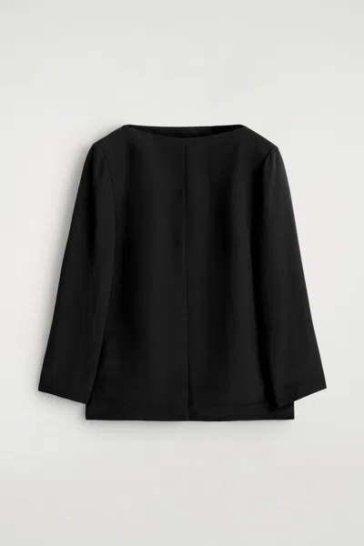 Cos Tailored Silk Top In Black