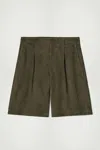 Shop Cos Tailored Suede Shorts In Green