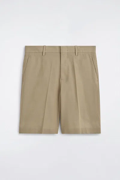 Cos Tailored Textured-cotton Shorts In Sand