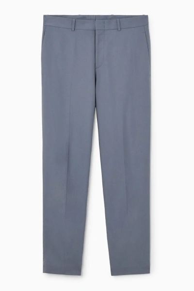 Cos Tailored Twill Trousers - Straight In Blue