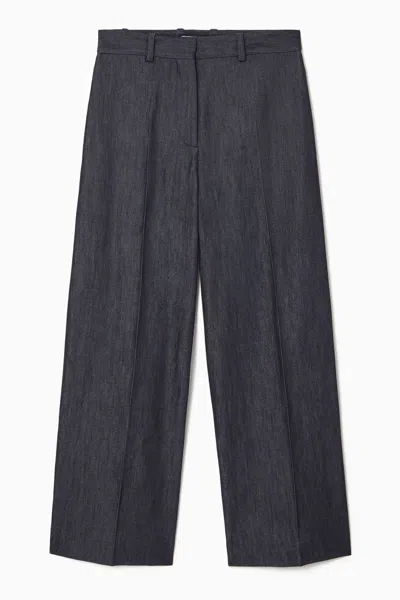 Cos Tailored Wide-leg Denim Trousers In Blue