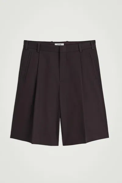 Cos Tailored Wide-leg Shorts In Brown