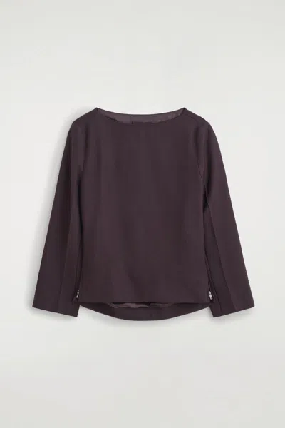 Cos Top Sartoriale In Lana Con Scollo A Barca In Marrone