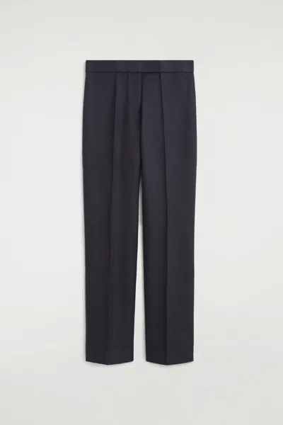 Cos Tailored Wool Straight-leg Trousers In Blue