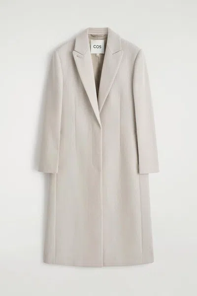 Cos Tailored Wool-twill Long Coat In Sand