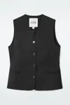 Cos Tailored Wool Waistcoat In Black