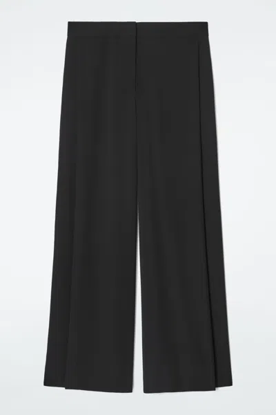 Cos Tailored Wool Wide-leg Trousers In Black