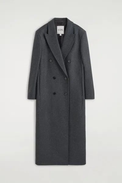 Cos Tailored Wool-blend Double-breasted Coat In Grey