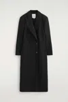 Cos Tailored Wool-blend Double-breasted Coat In Noir