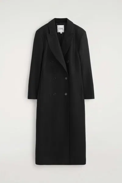 Cos Tailored Wool-blend Double-breasted Coat In Noir
