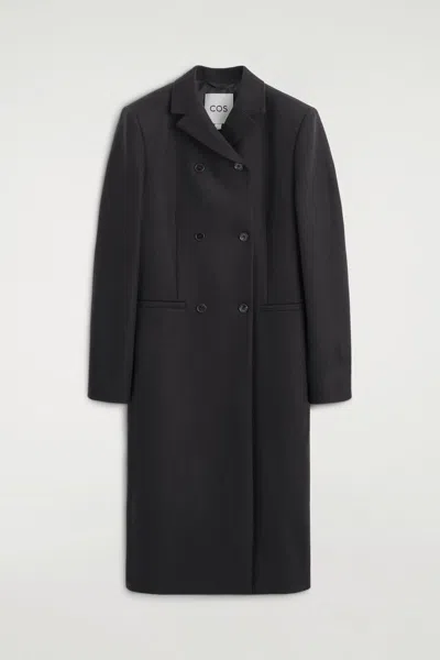Cos Tailored Wool-twill Long Coat In Black