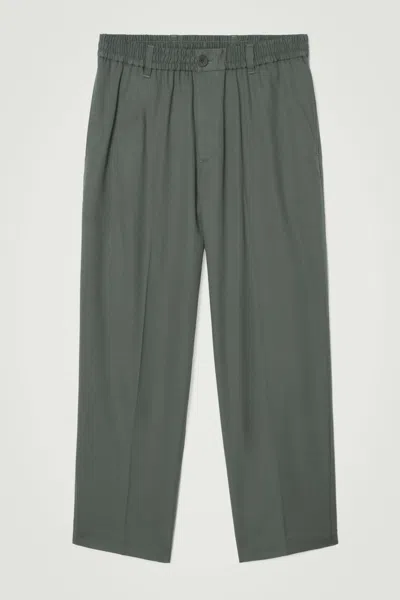 Cos Tapered Elasticated Trousers In Green