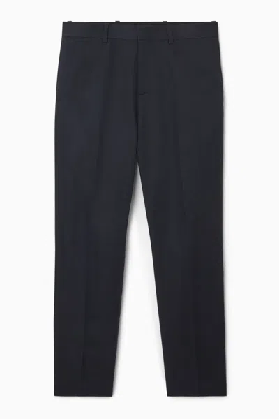 Cos Tapered Linen-blend Pants In Blue